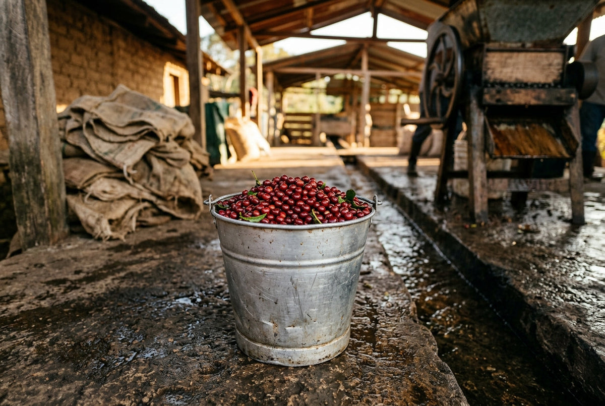 It takes 6.23 kilos of coffee cherry to make 1 kilo of green coffee