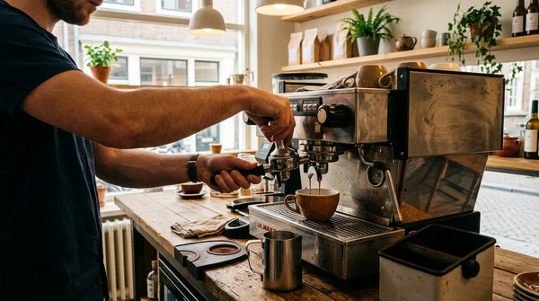Een kleine specialty coffee bar in een Nederlandse stad buiten Amsterdam — specialty coffee Nederland en single origin koffie buiten de grote steden.